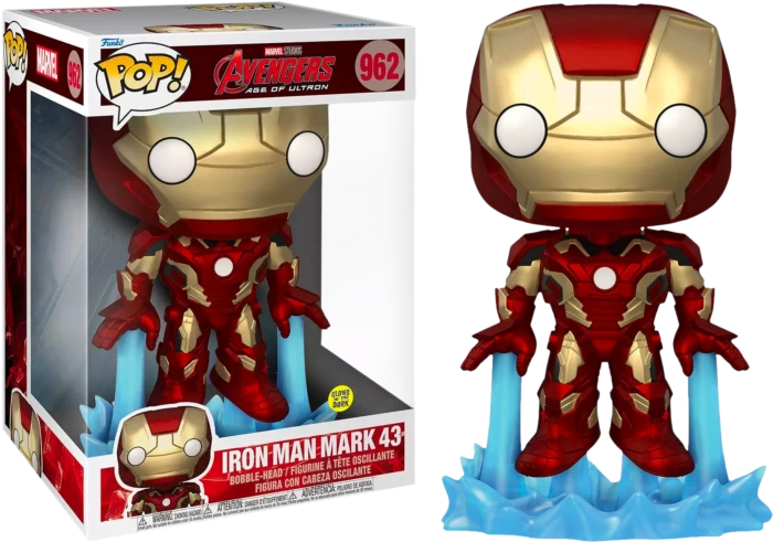 Funko Pop! Avengers 2: Age Of Ultron - Iron Man Mark 43 Glow In The Dark 10" Jumbo Sized #962 3 Funko Pop! Avengers 2: Age Of Ultron - Iron Man Mark 43 Glow In The Dark 10" Jumbo Sized #962