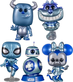 Funko Pop! Pops With Purpose - Spider-Man, Cheshire Cat, Sulley, Minnie Mouse & BB-8 Make A Wish Blue Metallic - Bundle (Set Of 5)