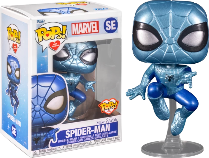 Funko Pop! Pops With Purpose - Spider-Man, Cheshire Cat, Sulley, Minnie Mouse & BB-8 Make A Wish Blue Metallic - Bundle (Set Of 5) 6 Funko Pop! Pops With Purpose - Spider-Man, Cheshire Cat, Sulley, Minnie Mouse & BB-8 Make A Wish Blue Metallic - Bundle (Set Of 5) - Image 4