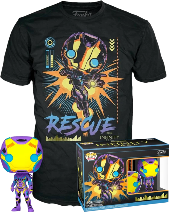 Funko Pop! The Avengers: Infinity Saga - Rescue Blacklight - Vinyl Figure & T-Shirt Box Set 3 Funko Pop! The Avengers: Infinity Saga - Rescue Blacklight - Vinyl Figure & T-Shirt Box Set