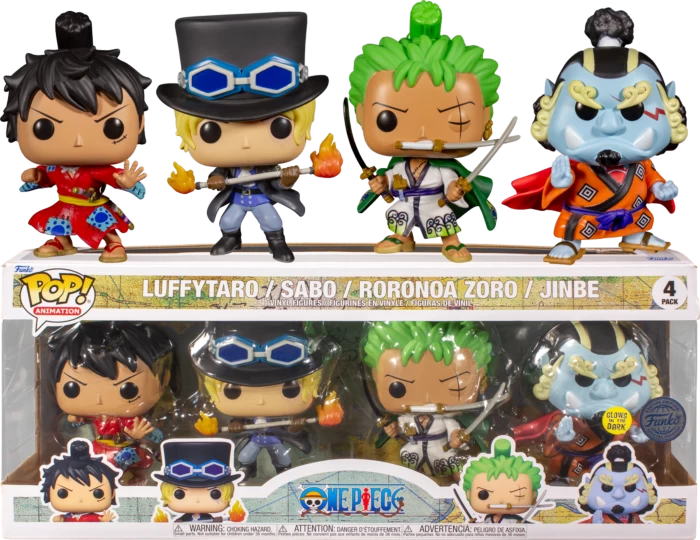 Funko Pop! One Piece - Luffytaro, Roronoa Zoro, Jinbe & Sabo Glow In The Dark - 4-Pack 3 Funko Pop! One Piece - Luffytaro, Roronoa Zoro, Jinbe & Sabo Glow In The Dark - 4-Pack