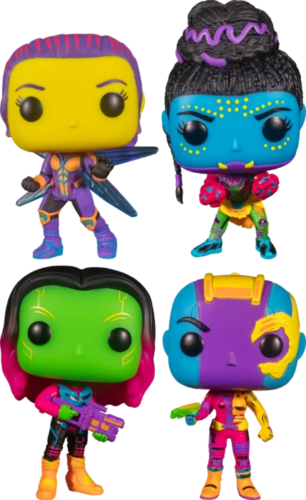 Funko Pop! Marvel: Blacklight - Shuri, Wasp, Gamora & Nebula Blacklight - Bundle (Set Of 4) 3 Funko Pop! Marvel: Blacklight - Shuri, Wasp, Gamora & Nebula Blacklight - Bundle (Set Of 4)