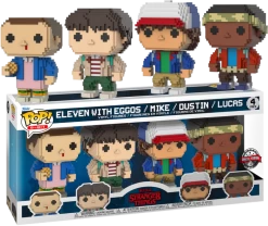 Funko Pop! Stranger Things - Dustin, Lucas, Mike & Eleven With Eggos 8-Bit - 4-Pack