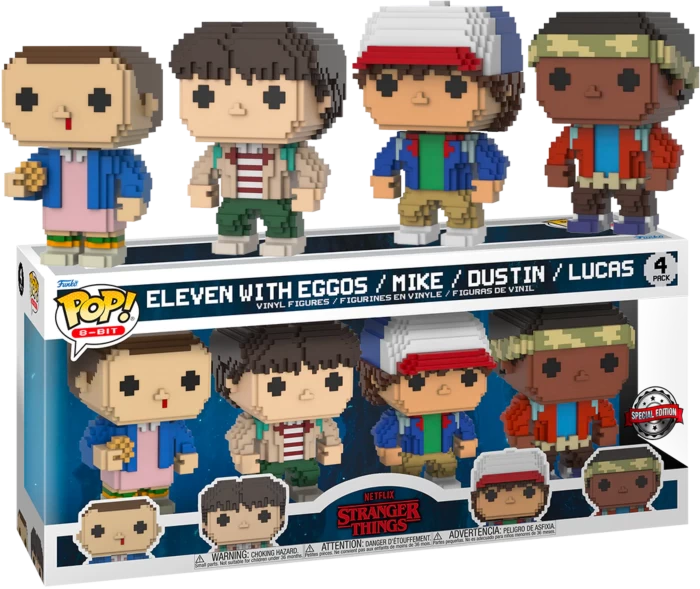 Funko Pop! Stranger Things - Dustin, Lucas, Mike & Eleven With Eggos 8-Bit - 4-Pack 3 Funko Pop! Stranger Things - Dustin, Lucas, Mike & Eleven With Eggos 8-Bit - 4-Pack