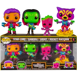 Funko Pop! Guardians Of The Galaxy: Vol 2 - Star-Lord, Gamora, Groot & Rocket Raccoon Blacklight - 4-Pack