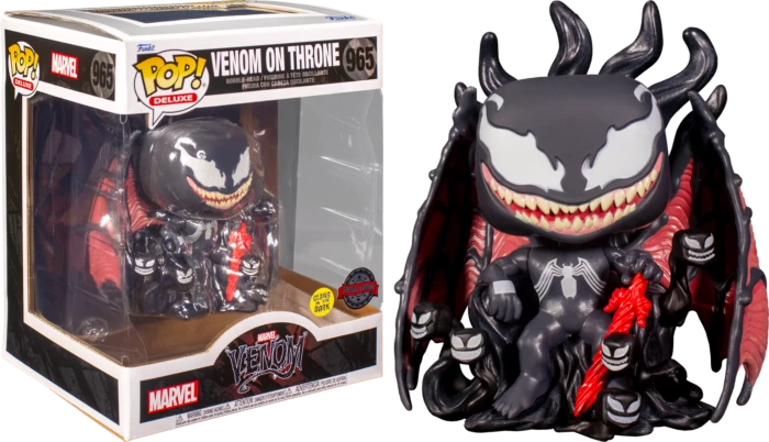 Funko Pop! Venom - Venom On Throne Glow In The Dark Deluxe #965 4 Funko Pop! Venom - Venom On Throne Glow In The Dark Deluxe #965 - Image 2