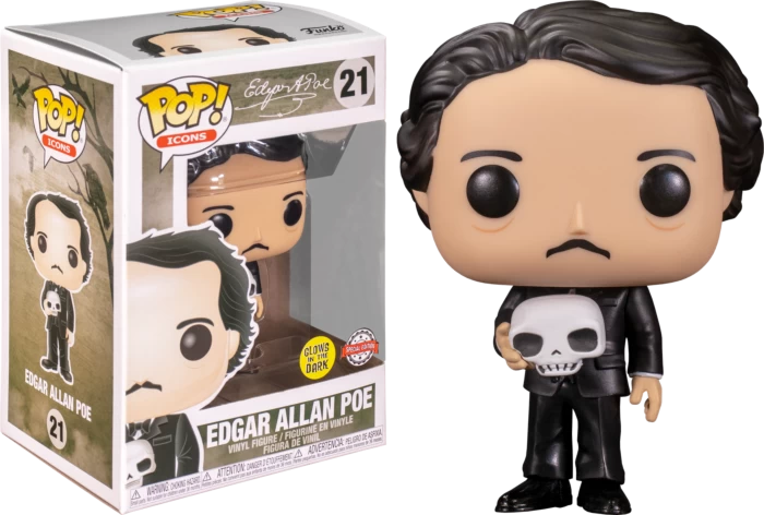Funko Pop! Edgar Allan Poe - Edgar Allan Poe With Skull Glow In The Dark #21 4 Funko Pop! Edgar Allan Poe - Edgar Allan Poe With Skull Glow In The Dark #21 - Image 2