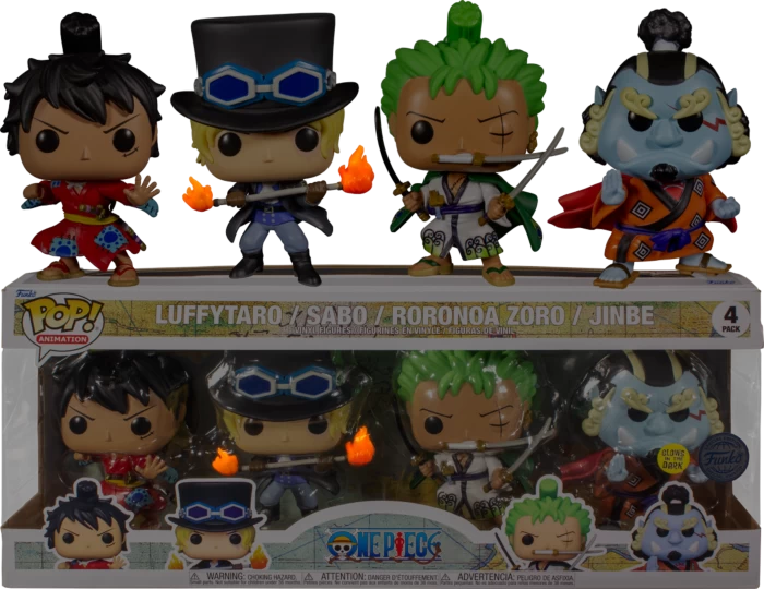 Funko Pop! One Piece - Luffytaro, Roronoa Zoro, Jinbe & Sabo Glow In The Dark - 4-Pack 4 Funko Pop! One Piece - Luffytaro, Roronoa Zoro, Jinbe & Sabo Glow In The Dark - 4-Pack - Image 2