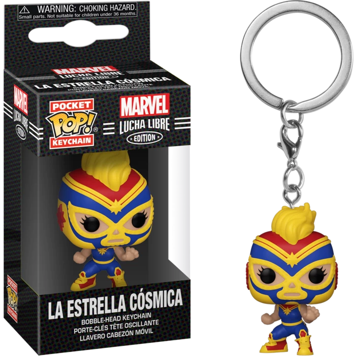 Funko Pocket Pop! Keychain - Marvel: Lucha Libre Edition - La Estrella Cosmica Captain Marvel 3 Funko Pocket Pop! Keychain - Marvel: Lucha Libre Edition - La Estrella Cosmica Captain Marvel