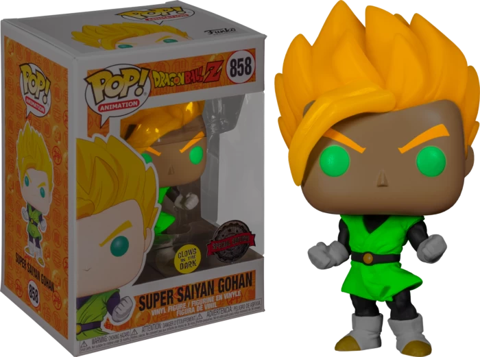 Funko Pop! Dragon Ball Z - Super Saiyan Gohan In Green Suit Glow In The Dark #858 3 Funko Pop! Dragon Ball Z - Super Saiyan Gohan In Green Suit Glow In The Dark #858