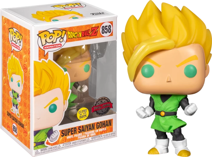 Funko Pop! Dragon Ball Z - Super Saiyan Gohan In Green Suit Glow In The Dark #858 4 Funko Pop! Dragon Ball Z - Super Saiyan Gohan In Green Suit Glow In The Dark #858 - Image 2