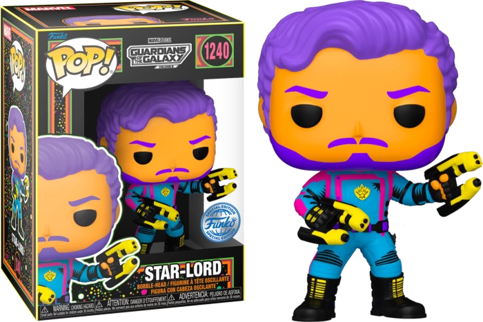 Funko Pop! Guardians Of The Galaxy Vol. 3 - Star-Lord Blacklight #1240 3 Funko Pop! Guardians Of The Galaxy Vol. 3 - Star-Lord Blacklight #1240