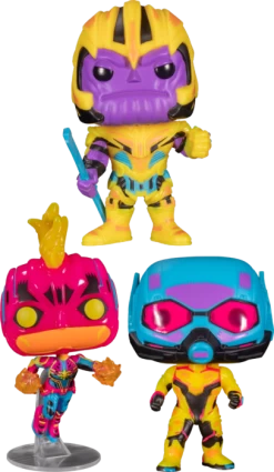 Funko Pop! Marvel: Blacklight - Thanos, Captain Marvel & Ant-Man Blacklight - Bundle (Set Of 3)