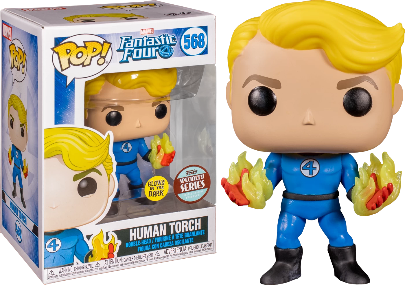 Funko Pop! Fantastic Four - Human Torch Glow In The Dark #568 3 Funko Pop! Fantastic Four - Human Torch Glow In The Dark #568