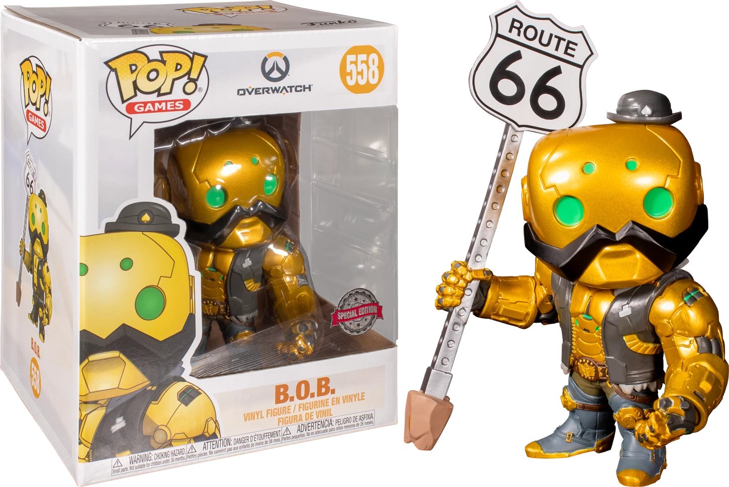 Funko Pop! Overwatch - B.O.B. Gold Metallic 6" Super Sized #558 3 Funko Pop! Overwatch - B.O.B. Gold Metallic 6" Super Sized #558