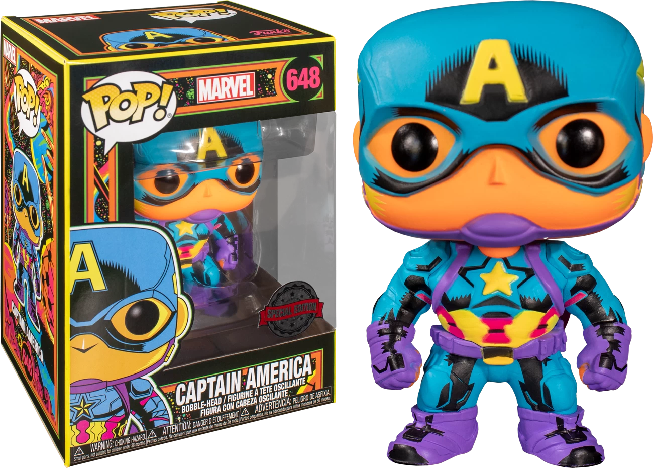 Funko Pop! Marvel: Blacklight - Captain America #648 3 Funko Pop! Marvel: Blacklight - Captain America #648